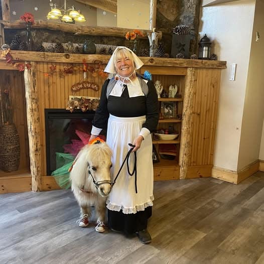Dressing Up for a Thanksgiving Mini Horse Visit