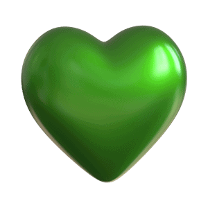 A shiny green heart to say, "We loved it here!"